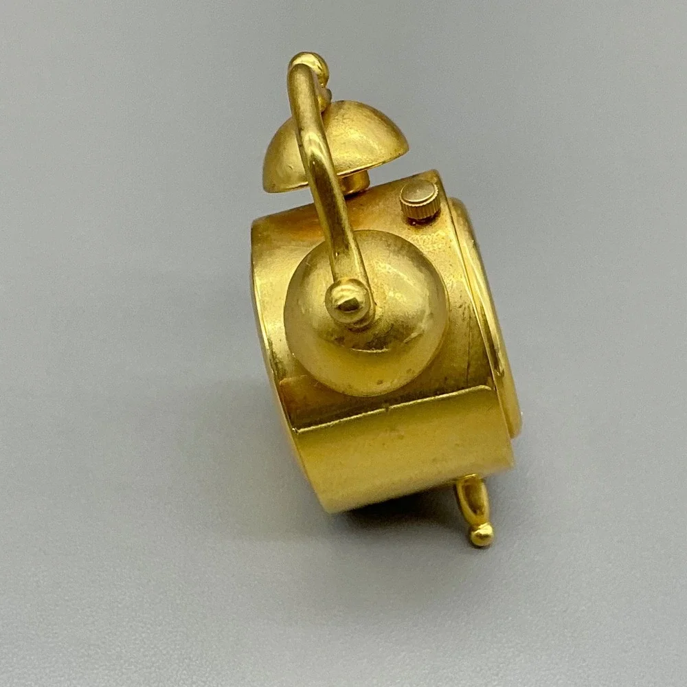 Disney Clock Gold Tone Mickey Mouse Vintage Miniature Alarm Style NEW BATTERY